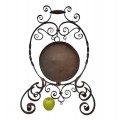 Ancien gong en laiton sur élégant support décoratif en fer forgé. - 3