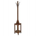 Antique wooden hall tree with metal hooks and umbrella stand - 1