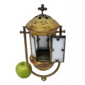 Antique brass processional lantern featuring a cross  - 2