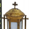 Antique brass processional lantern featuring a cross  - 3