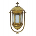 Antique brass processional lantern featuring a cross  - 4