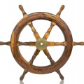 Ancienne roue de gouvernail de bateau, 24 pouces de diamètre - 1