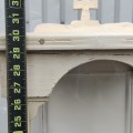 Antique white-painted wooden religious statue display case topped with a cross. - 5