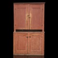 Armoire 2 corps antique en pin, portes du haut refaites dans le passé - 8