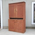 Armoire 2 corps antique en pin, portes du haut refaites dans le passé - 9