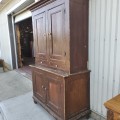 Armoire antique 2 corps, pin et frêne, clous carrés et couleur d'origine  - 9