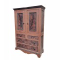 Antique faux grain painted cabinet - 1