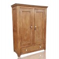 Armoire antique en tilleul, caissons creux, clous carrés  - 1
