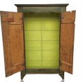 Armoire naïve antique en pin, clous forgés, beau format - 2