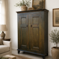 Antique 4 panels pine cupboard, armoire, square nails and original color  - 2