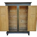 Antique 4 panels pine cupboard, armoire, square nails and original color  - 4