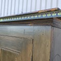 Antique 4 panels pine cupboard, armoire, square nails and original color  - 8