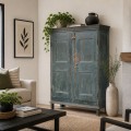 Antique 8 panels armoire, original color - 2