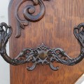 Banc d'entrée en chêne maillé, chaise patère, porte-manteaux  - 3