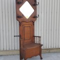Banc d'entrée en chêne maillé, chaise patère, porte-manteaux  - 6