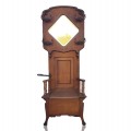Banc d'entrée en chêne maillé, chaise patère, porte-manteaux  - 1
