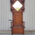 Banc d'entrée en chêne maillé, chaise patère, porte-manteaux  - 8