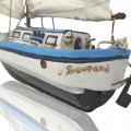 Wooden carved sailboat, signed Durand  - 4