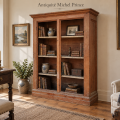 Antique pine bookcase, armoire doors missing  - 2