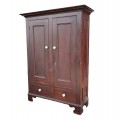 Belle armoire antique en pin, couleur d'origine, 6 caissons, clous carrés  - 1
