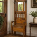 Antique oak hall rack chair  - 2