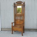 Antique oak hall rack chair  - 8