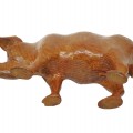 Belle sculpture art populaire en bois, cochon sculpté en bois  - 4