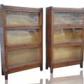 Pair of oak stacking bookcases with glass fronts - 2