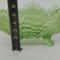 Antique green pressed glass banana bowl - 2