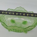 Antique green pressed glass banana bowl - 4