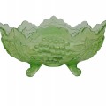 Antique green pressed glass banana bowl - 1