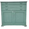 Antique green buffet with 3 drawers, forged nails  - 3