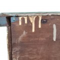 Antique green buffet with 3 drawers, forged nails  - 5