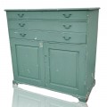 Antique green buffet with 3 drawers, forged nails  - 1