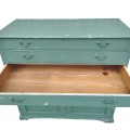 Antique green buffet with 3 drawers, forged nails  - 9