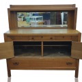 Buffet antique en chêne avec miroir biseauté, style art & craft - 4