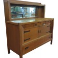 Buffet antique en chêne avec miroir biseauté, style art & craft - 5