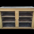 Buffet antique en pin, bas d'armoire 2 corps, bahut multiple caissons  - 4