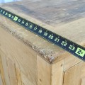 Buffet antique en pin, bas d'armoire 2 corps, bahut multiple caissons  - 6