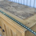 Buffet antique en pin, bas d'armoire 2 corps, bahut multiple caissons  - 7