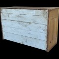 Buffet antique en pin, bas d'armoire 2 corps, bahut multiple caissons  - 8