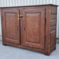 Antique Quebec pine buffet, raised panels, It used to have two drawers above the doors - 12