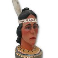 Buste Amérindien sculpté en bois, sculpture art populaire  - 1