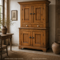 Armoire garde-manger antique en orme, clous carrés, 2 corps  - 2