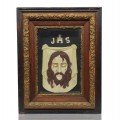 Wax chrsit portrait with antique frame  - 1