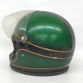 Vintage green motorcycle helmet with visor - 3