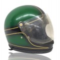 Vintage green motorcycle helmet with visor - 1