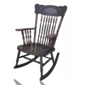 Chaise berçante décorée de motifs pressés ''pressback'', fauteuil berçant  - 1