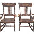 Chaises berçante avec dossiers à motifs pressés, pressback - 1