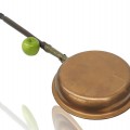 Antique copper bed warmer with long wooden handle - 3